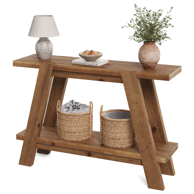 Latitude Run® 41.3-Inch Solid Wood Console Table, 2-Tier Farmhouse